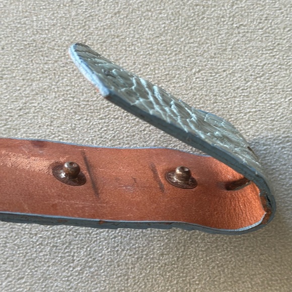 HOLSTER leather Belt Light Blue Croc Belt, Gold Greek Key, Made in Mexico - Picture 2 of 13